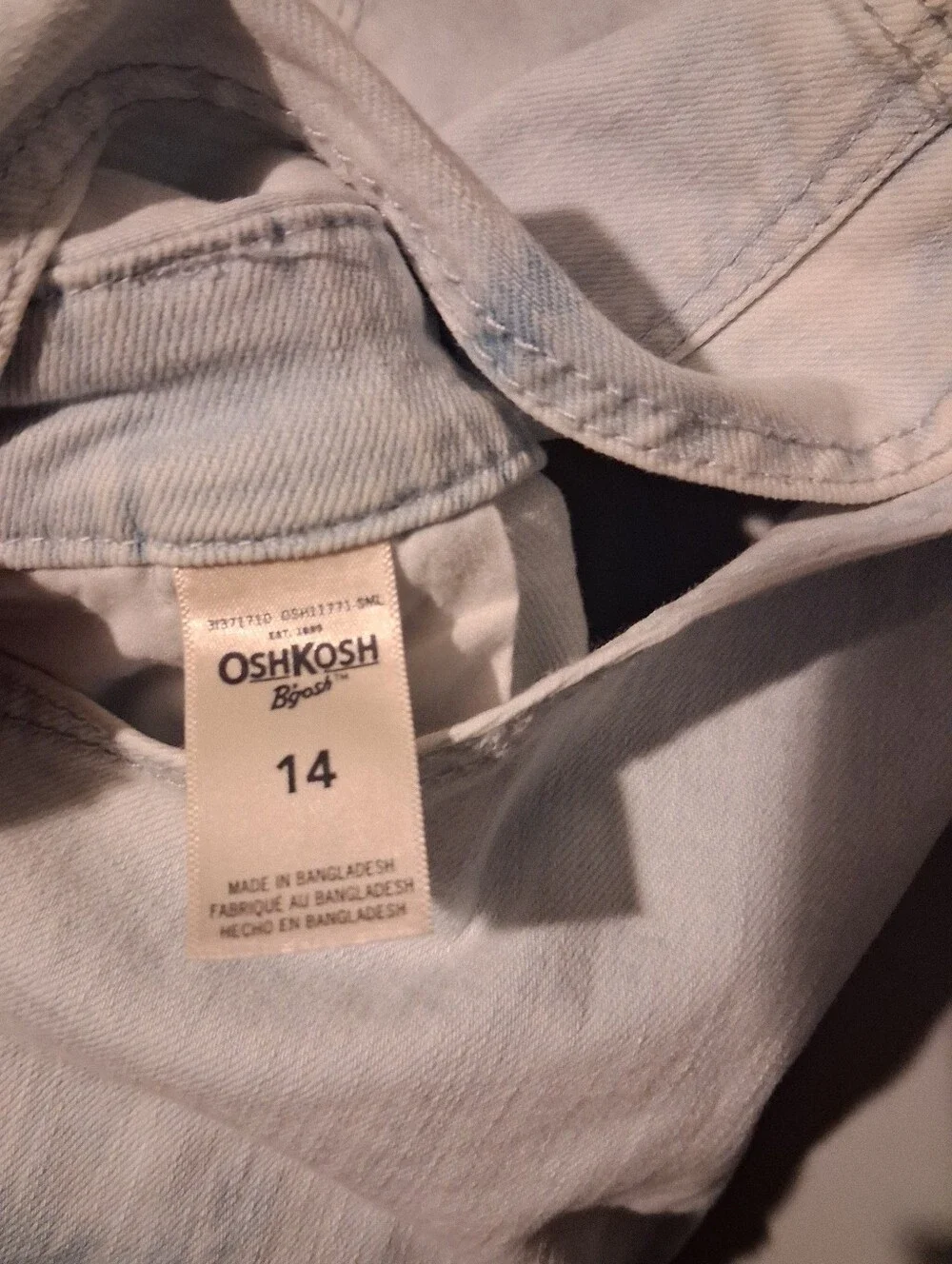 OshKosh Girls Tie Dye Denim Overalls Vestbak Jumper Dress Size 14 Bib Pocket